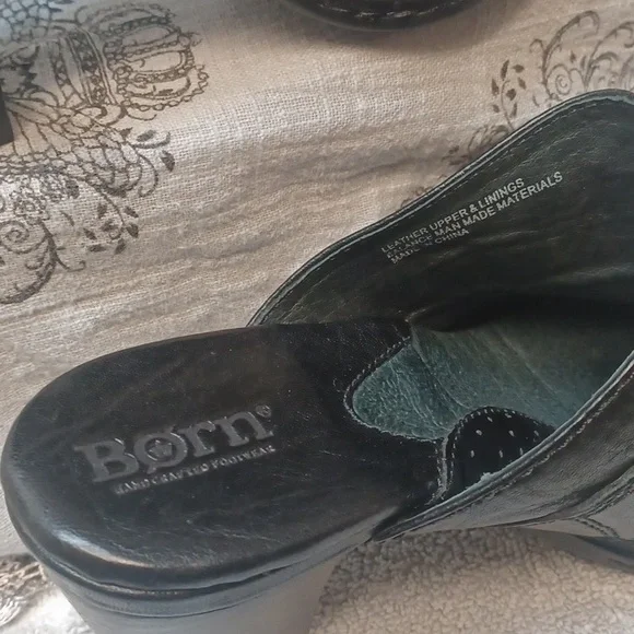 born. Women's Black Heeled Mules Size 6 - Picture 4 of 14